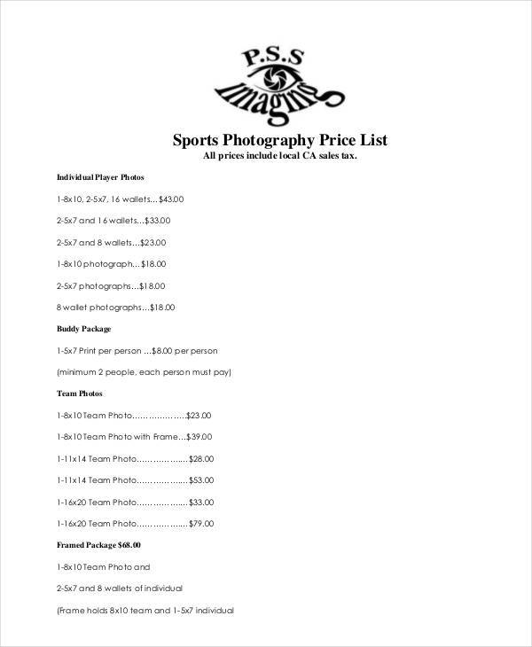 sports photography price