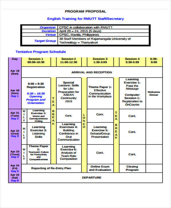 staff training proposal