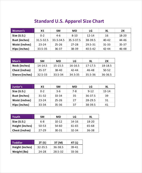 FREE 11+ Measurement Chart Templates in PDF MS Word
