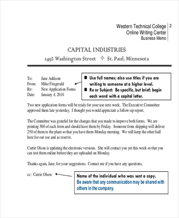 Standard Memo Format Example at netbradyblog Blog