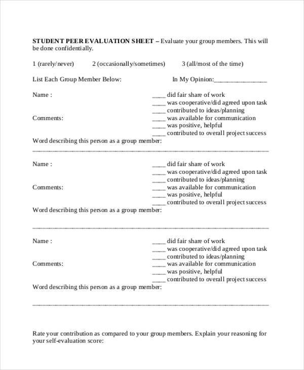 student peer assessment
