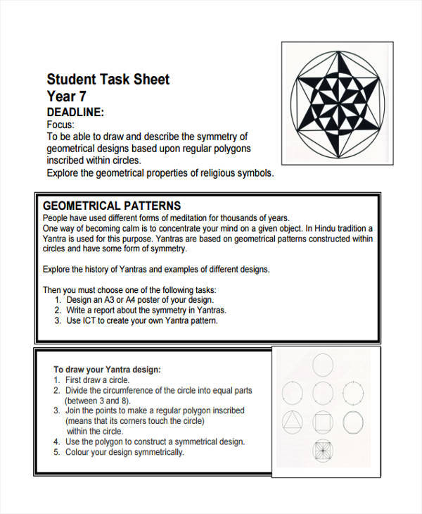 student task sheet