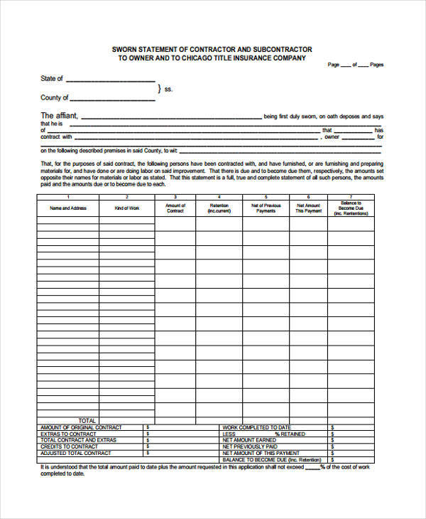 FREE 29 Sworn Statement Templates In MS Word PDF