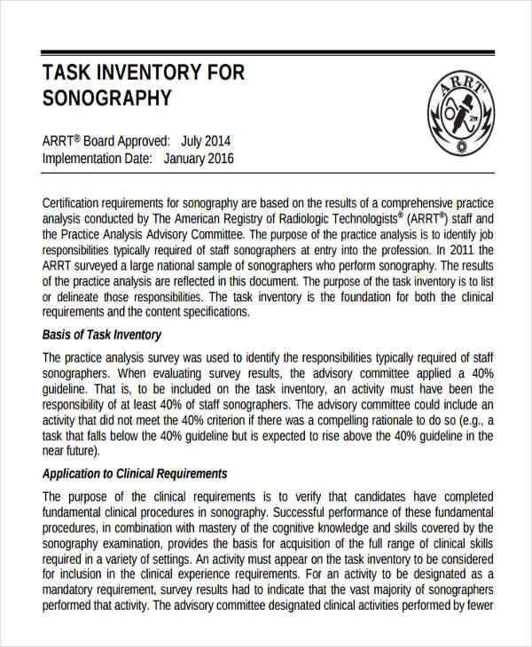 task inventory analysis