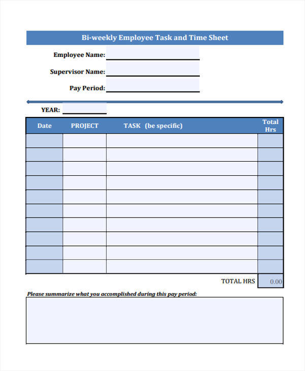 Work Task Sheet Template