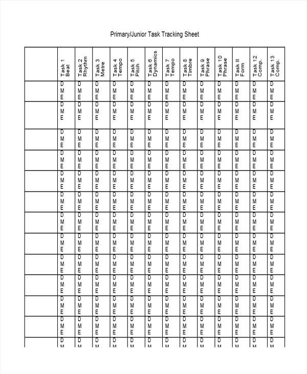 task tracking sheet sample