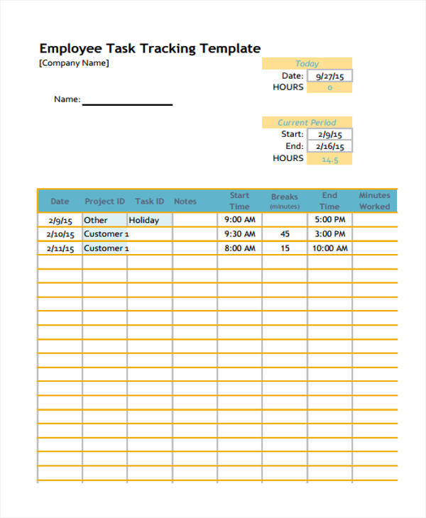 task tracking sheet