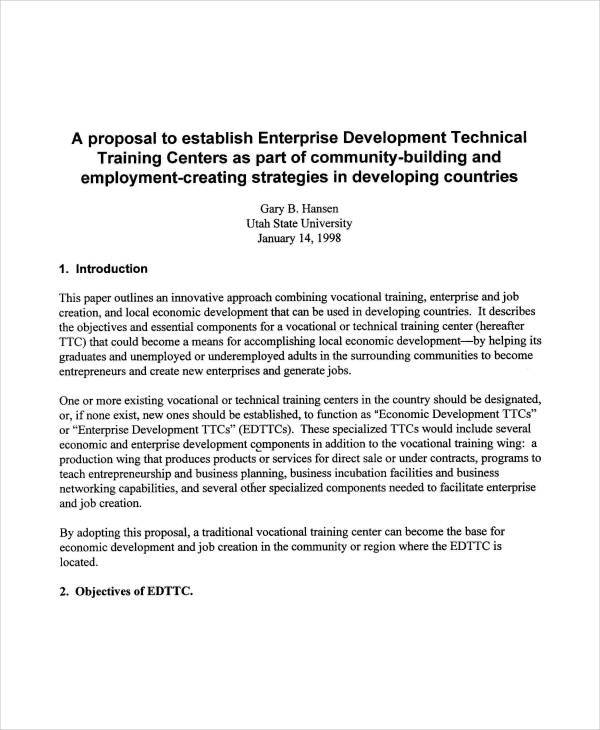 technical training sample proposal
