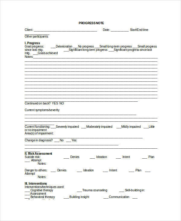 Speech Therapy Progress Notes Template