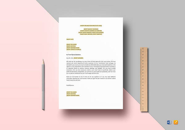 travel agency quotation template