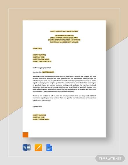 travel agency quotation template1