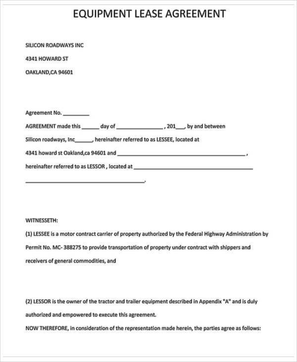 Trailer Lease Agreement Template Free Printable Templates