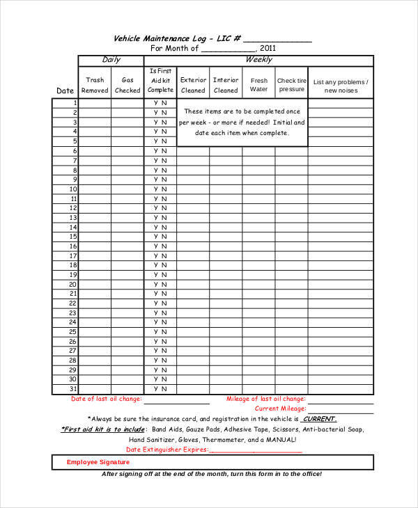 First Aid Log - The Y Guide