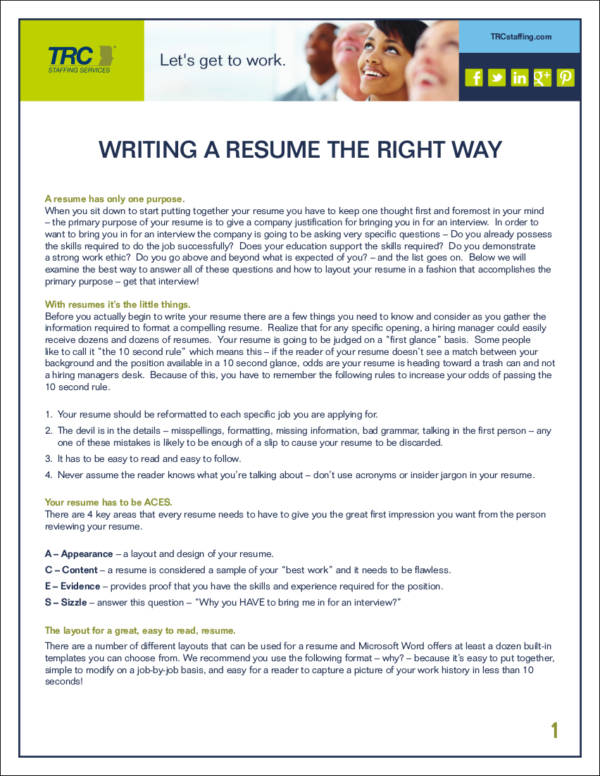 writing a resume the right way