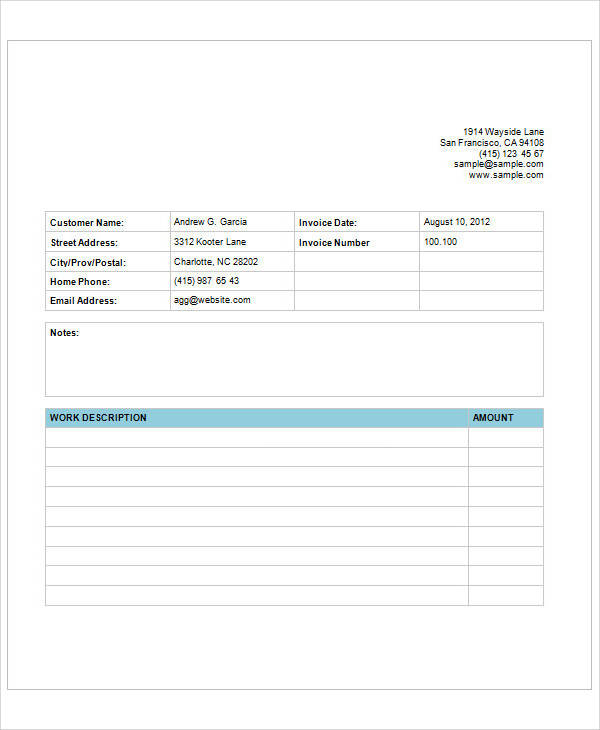 html form invoice design Sample Web Examples PDF, Word  in Design  7 Invoice