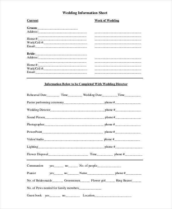 wedding information sheet1