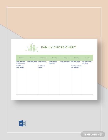 weekly chore chart for family
