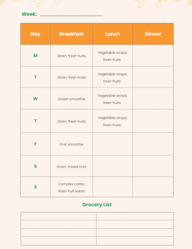 weekly diet chart template1