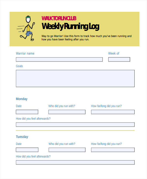 weekly running log