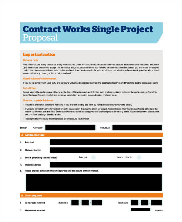 work contract proposal