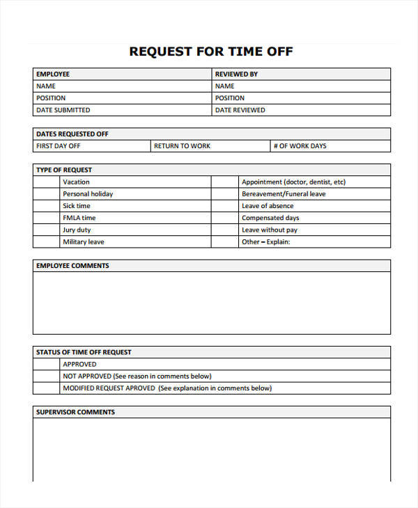 FREE 25 Time Off Request Forms In PDF MS Word