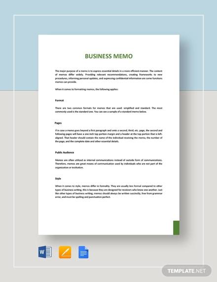 FREE 9+ Sample Business Memo Templates in PDF | MS Word ...