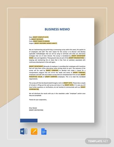 FREE 9+ Sample Business Memo Templates in PDF | MS Word ...