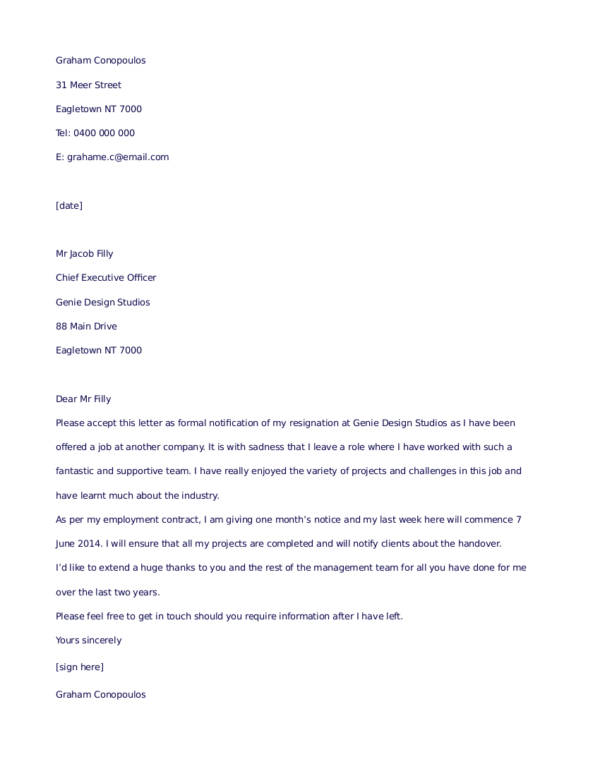 2 appreciative resignation letter