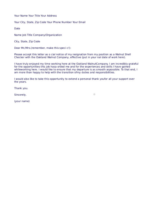 resign letter work for Resignation Different Types and Tips Letters of to How