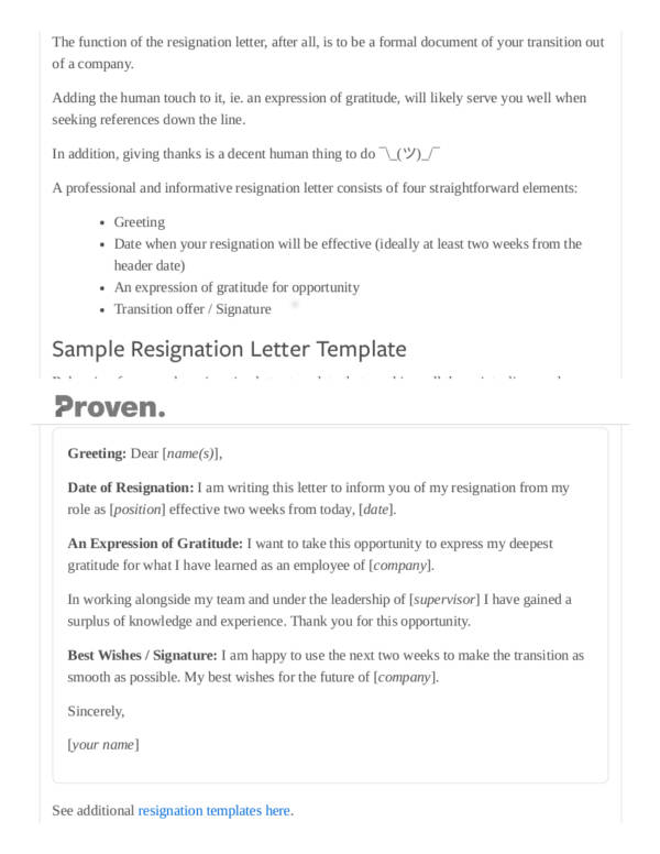 5 professional resignation letter template