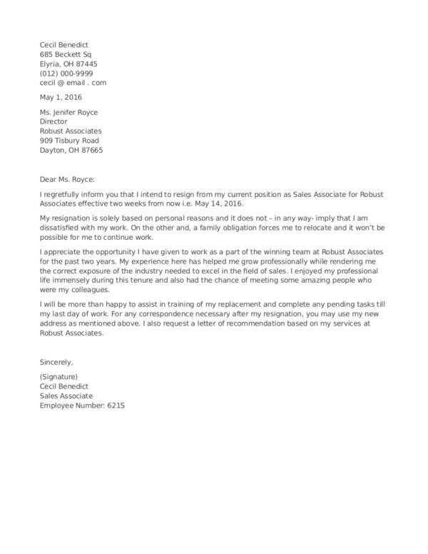 Resignation Letter Due To Family Reason from images.sampletemplates.com