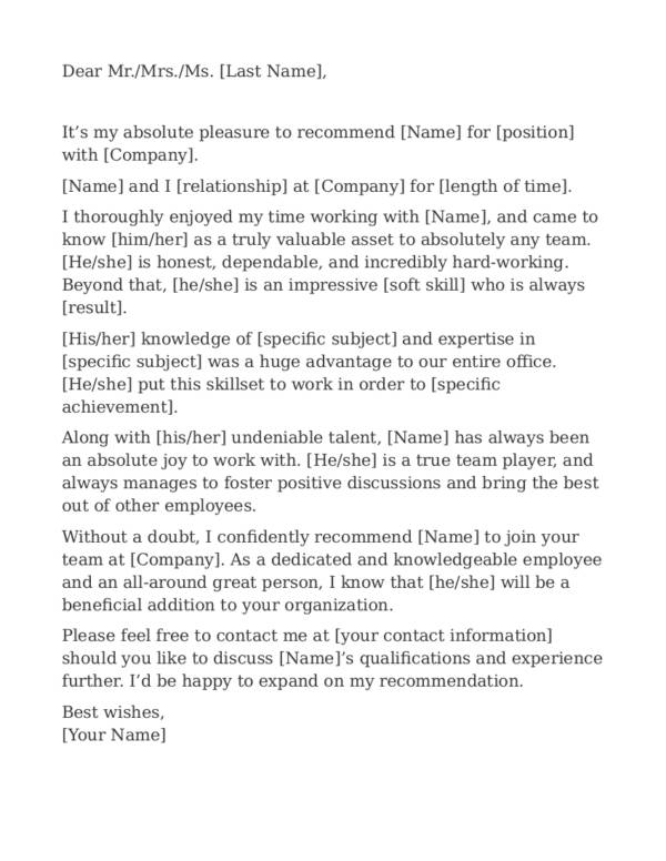 9 job recommendation letter