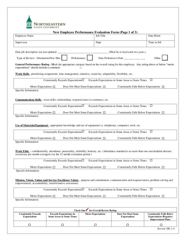 9 new employee performance evaluation form
