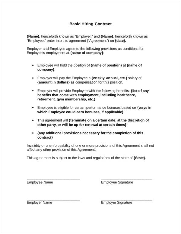 basic employment contract