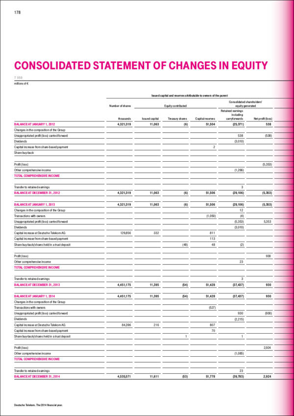 consolidated statement of changes in equity