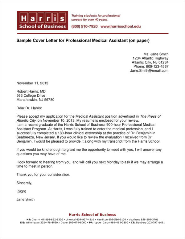 cover letter for medical assistant