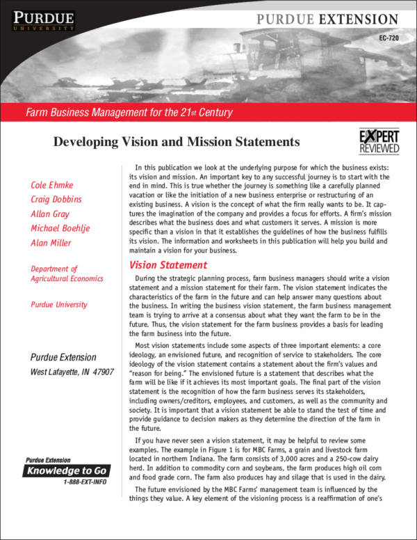 developing vision and mission statements