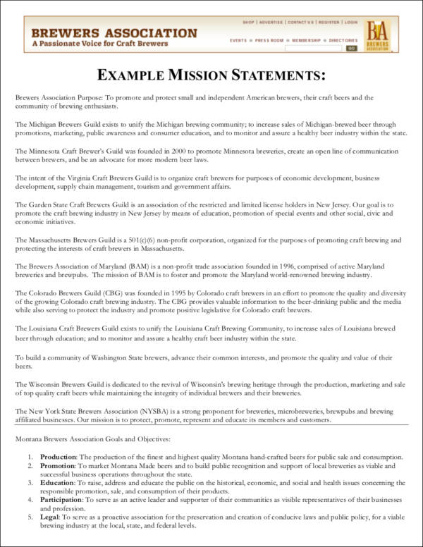 example mission statements 