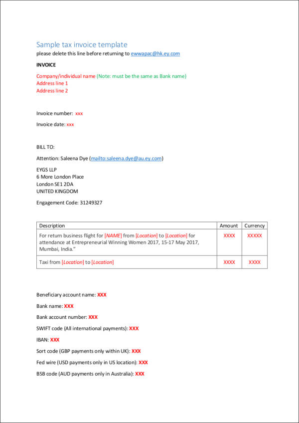 ey sample tax invoice template