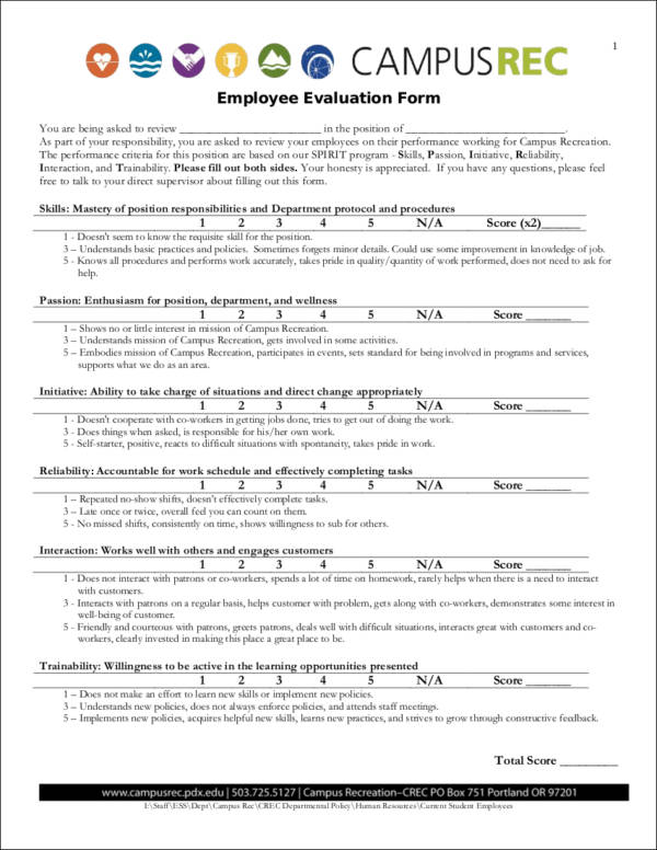 employee evaluation form in pdf