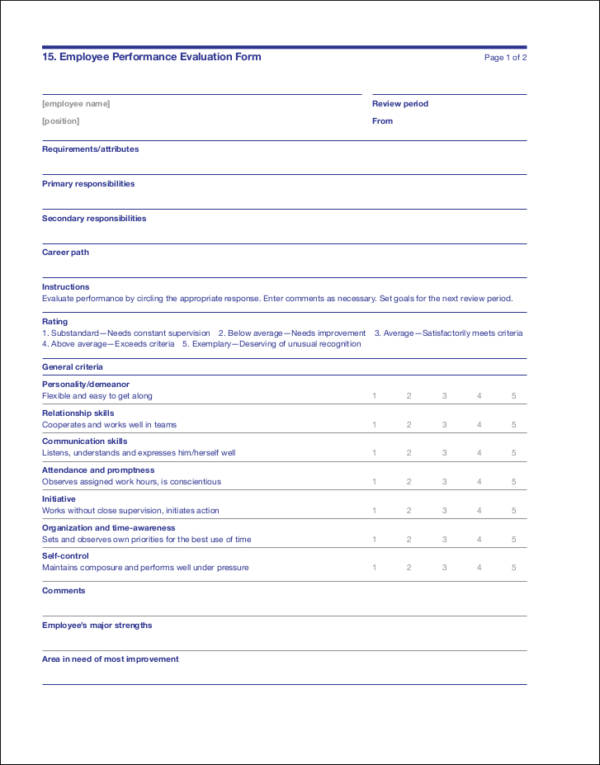 employee performance evaluation form2