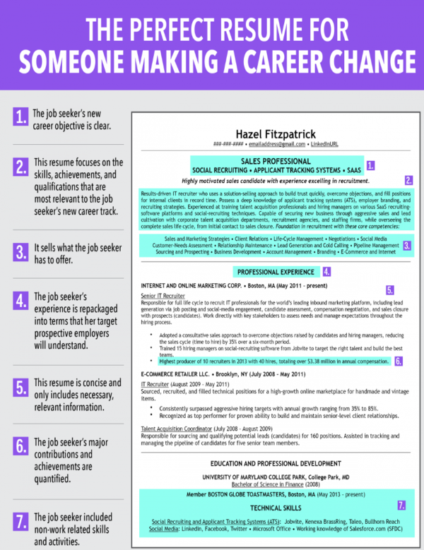 excellent career change resume sample