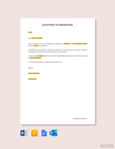 free acceptance of resignation template