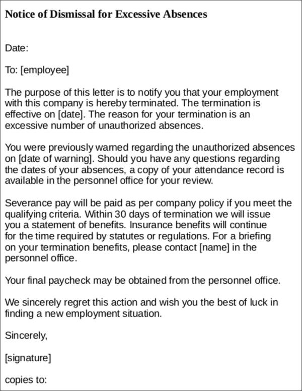 9 Writing Termination Letters Due To Poor Performance Word Docs