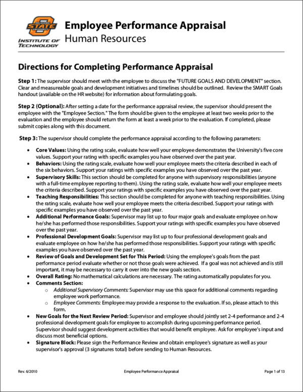 oklahoma state employee performance appraisal