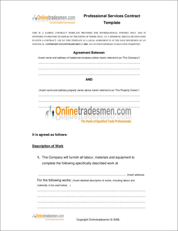 professional services contract template