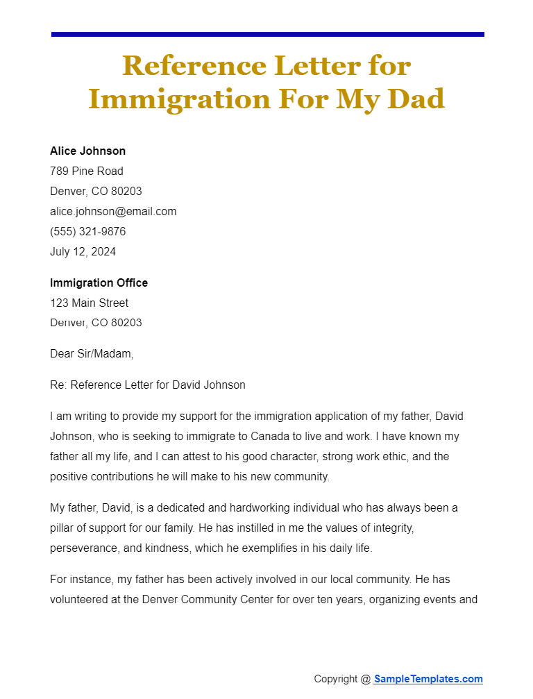 reference letter for immigration for my dad