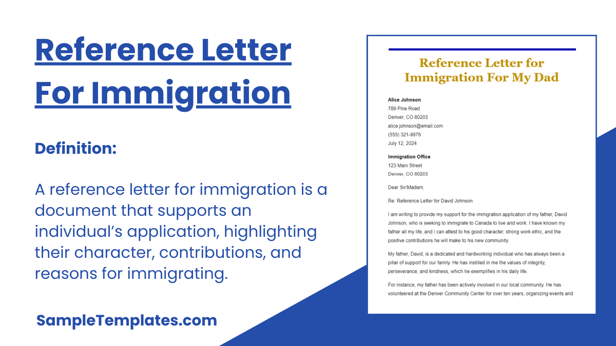 Reference Letter for Immigration