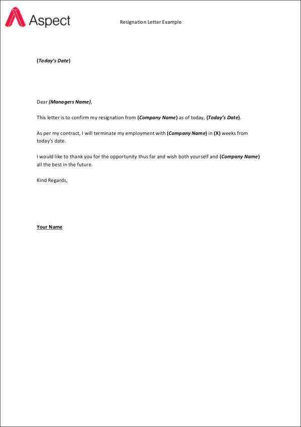 resignation template