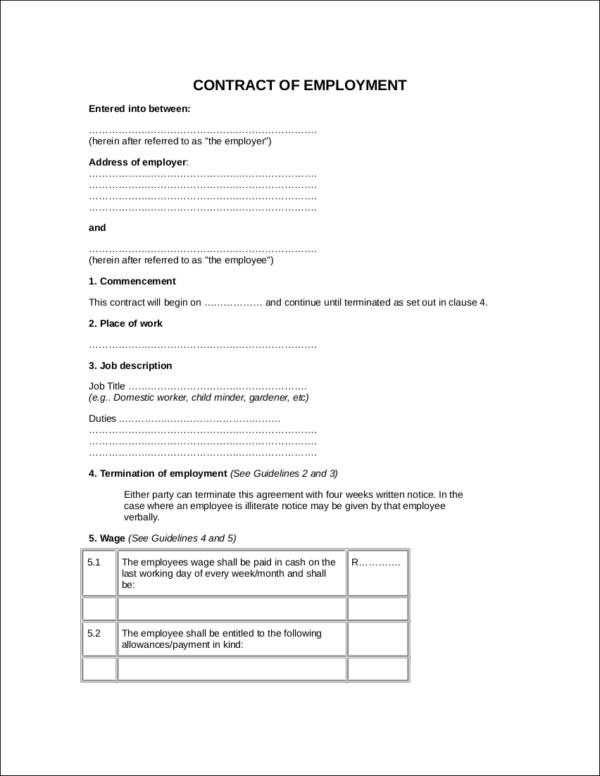 siza contract of employment